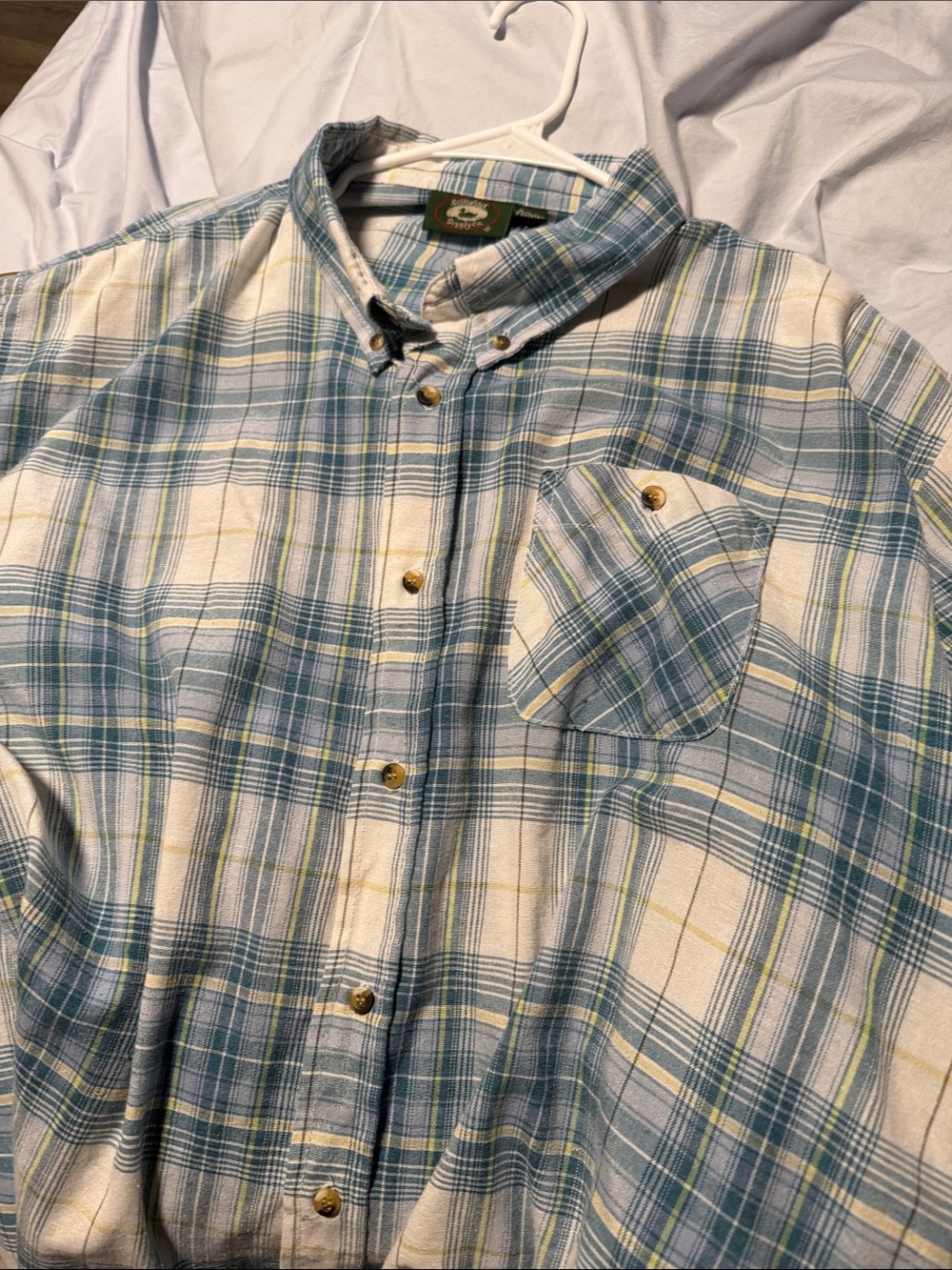 Button-Down Plaid Shirt in Blue and Cream by L.L.Bean